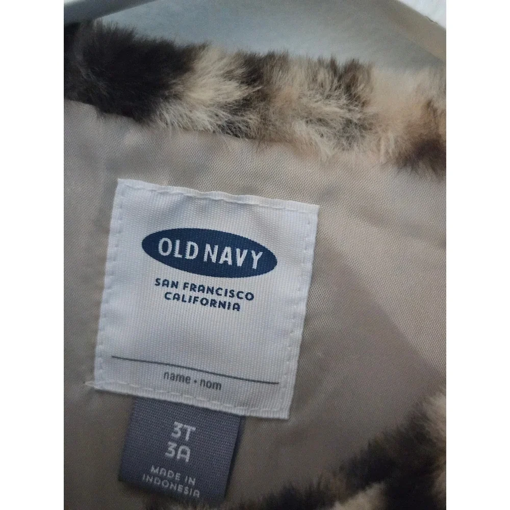 Old Navy Girls Leopard Print Faux Fur Coat Jacket - Size 3T‎